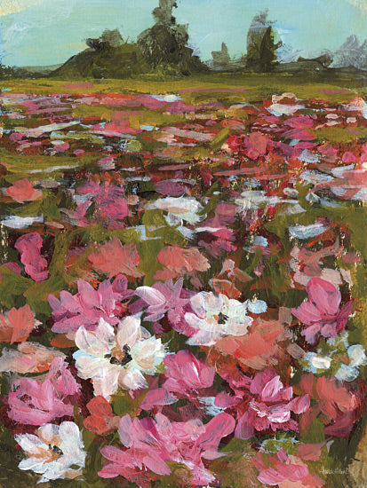 Amanda Hilburn AH277 - AH277 - Spring Flower Field - 12x16 pink and white flowers, field of blooms, landscape painting, springtime colors, impressionistic style, garden view, outdoor nature, floral field, painterly landscape from Penny Lane