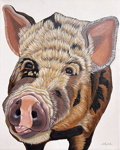 Ashley Justice AJ226 - AJ226 - Harvey the Pig - 12x16 wild boar, animal portrait, wildlife illustration, detailed fur texture, rustic decor, neutral background from Penny Lane