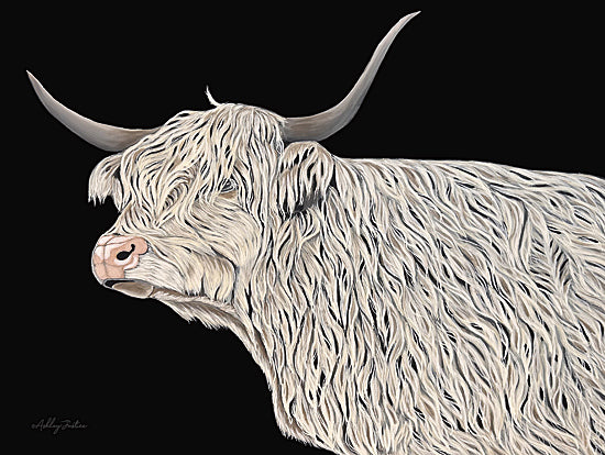 Ashley Justice AJ239 - AJ239 - Sarge - 16x12 highland cow profile, shaggy cow, farm animal art, moody background, rustic western style, textured brush strokes from Penny Lane