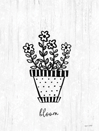 Annie LaPoint ALP2538 - ALP2538 - Funky Flowers - Bloom - 12x16 Flowers, Pot, Bloom, Typography, Signs, Textual Art, Black & White from Penny Lane