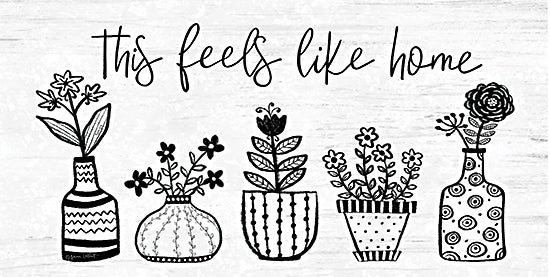 Annie LaPoint ALP2541 - ALP2541 - This Feels Like Home - 18x9 Flowers, Still Life, Inspirational, This Feels Like Home, Typography, Signs, Textual Art, Black & White, Vases, Pots from Penny Lane