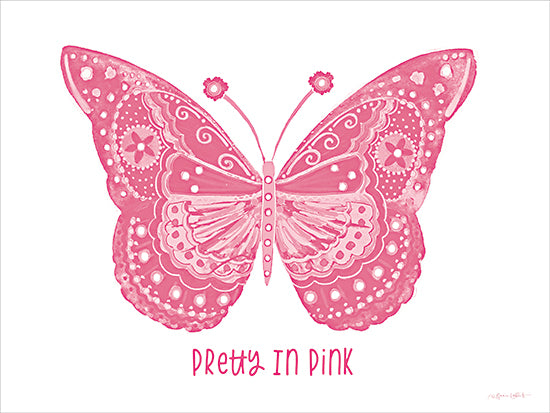 Annie LaPoint ALP2861 - ALP2861 - Pretty in Pink Butterfly - 16x12 butterfly art, pretty in pink, whimsical decor, feminine insect design, pink illustration, inspirational wall art from Penny Lane