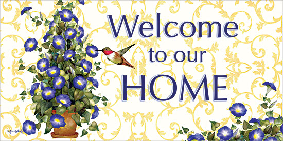 Annie LaPoint ALP2919 - ALP2919 - Welcome to our Home - 18x9 welcome home sign, hummingbird, flowers, typography decor from Penny Lane