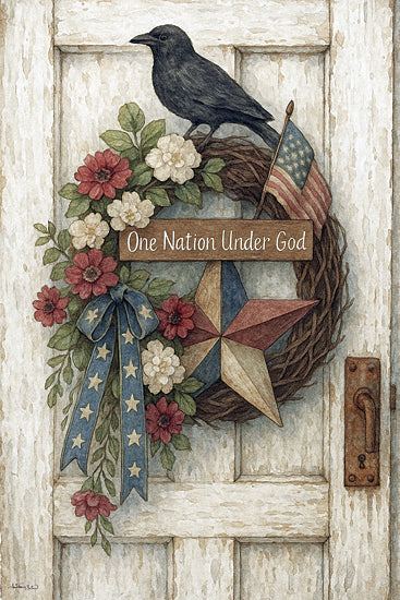 Anthony Smith ANT223 - ANT223 - One Nation Under God - 12x18 crow bird, wreath, patriotic sign from Penny Lane