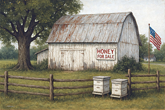 Anthony Smith ANT224 - ANT224 - Honey For Sale - 18x12 barn honey for sale, beehives, rural landscape from Penny Lane