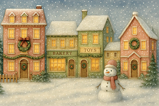 Anthony Smith ANT267 - ANT267 - Village Shops at Christmas - 18x12 snowman, Christmas town, bakery shop, toy store, festive lights, holiday windows, snowfall, Christmas wreaths, cozy village street, winter wonderland from Penny Lane