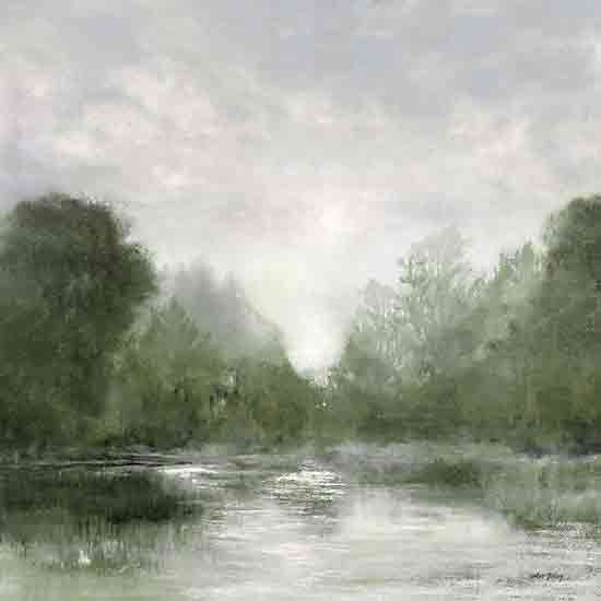 Amber Sterling AS146 - AS146 - Tranquility Trees I - 12x12 soft lake landscape misty trees reflection water serene green nature from Penny Lane