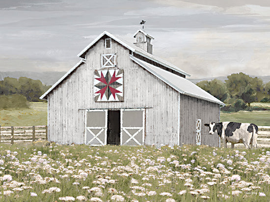 Amber Sterling AS317 - AS317 - Flower Field Quilt Barn I - 16x12 Farm, Barn, Landscape, Cow, Quilt Block, Flowers, Wildflowers, Country from Penny Lane