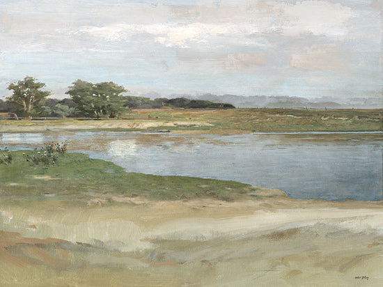 Amber Sterling AS372 - AS372 - A Quiet Moment - 16x12 marsh, lake, water, shoreline, wetlands, calm water, landscape, nature, neutral palette, soft sky, distant trees, peaceful, serene, lodge decor, coastal marsh, river, estuary, painterly, moody, quiet, horizon from Penny Lane