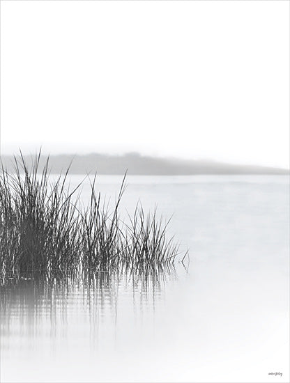 Amber Sterling AS417 - AS417 - Nature Reflection - 12x16 minimal lake scene, reeds in water, calm shoreline, soft fog, high key neutral tones, tranquil waterscape, minimalist photography style, coastal lake, serene nature, quiet mood from Penny Lane