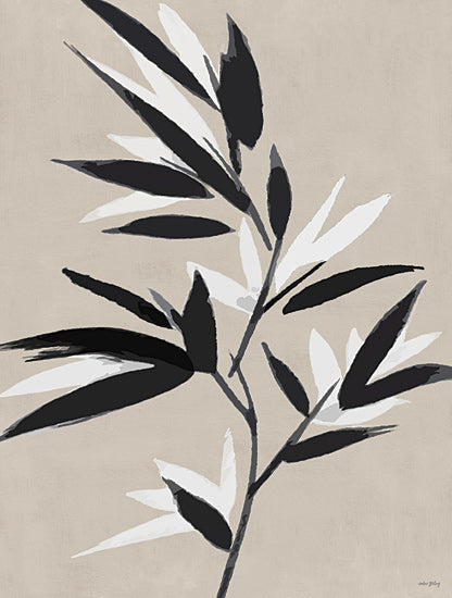 Amber Sterling AS418 - AS418 - Leaning Leaves - 12x16 monochrome leaf design, abstract botanical, black and white leaves, nature inspired art, minimalist decor from Penny Lane