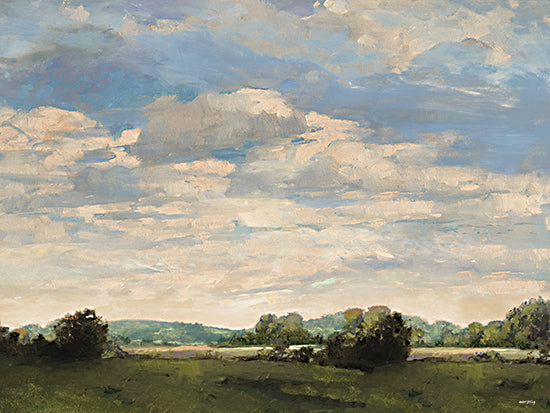 Amber Sterling AS493 - AS493 - Hope on the Horizon - 16x12 wide open landscape, big sky, layered clouds, distant hills, green field, painterly horizon, peaceful countryside, nature scene, soft blues and greens, atmospheric, scenic from Penny Lane