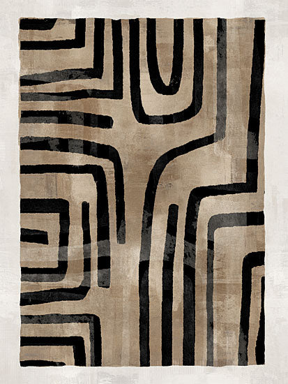 Amber Sterling AS617 - AS617 - Abstract Echo II - 12x16 modern geometric abstract tan black lines organic pattern contemporary art from Penny Lane