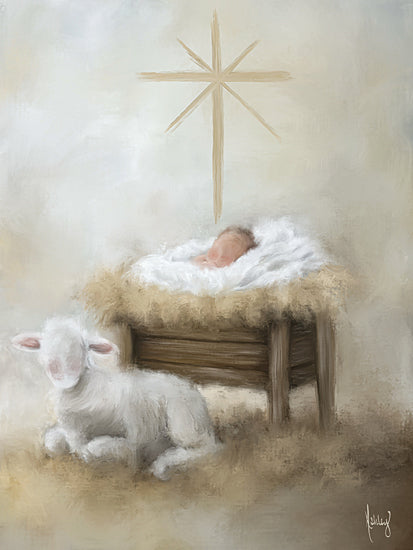 Ashley Bradley BRAD246 - BRAD246 - Sheep and the Savior - 12x16 Baby Jesus in manger, lamb, Christmas star from Penny Lane