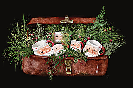 Ashley Bradley BRAD356 - BRAD356 - Treasures of Christmases Past - 18x12 holidays & seasonal, still life, botanical, christmas, winter, greenery, leaves, santa, mugs, pine needles, berries, chest, storage box, decorative, vintage, watercolor, multicolor from Penny Lane