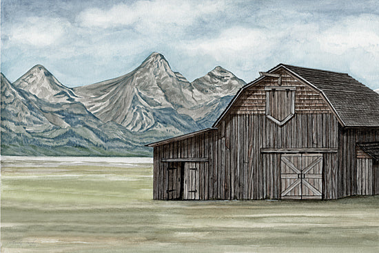 Cindy Jacobs CIN4257 - CIN4257 - Peace I Leave With You - 18x12 Landscape, Barn, Brown Barn, Mountains, Sky, Clouds, Peace I Leave With You from Penny Lane