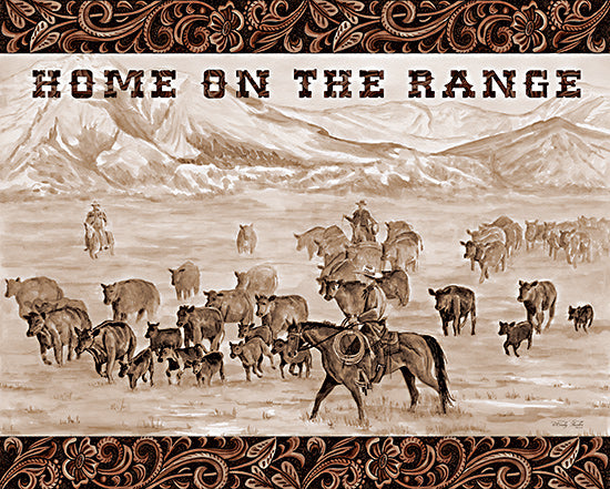 Cindy Jacobs CIN4294 - CIN4294 - Home on the Range - 16x12 Western, Horses, Cowboys, Sepia, Home on the Range, Typography, Signs, Textual Art, Landscape, Patterns from Penny Lane