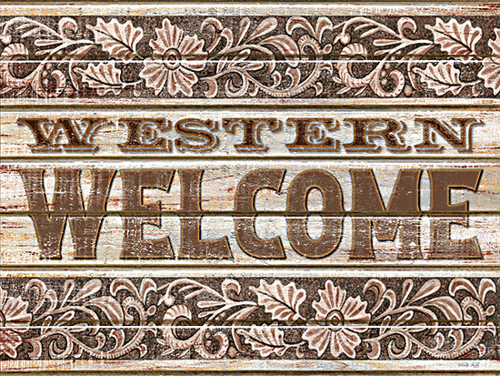 Cindy Jacobs CIN4295 - CIN4295 - Western Welcome - 16x12 Western, Western Welcome, Typography, Signs, Textual Art, Flowers, Leaves, Planks from Penny Lane