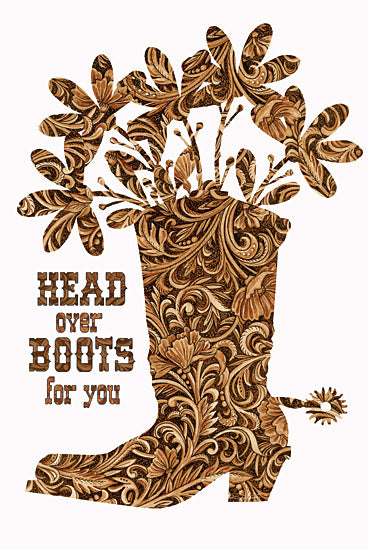 Cindy Jacobs CIN4297 - CIN4297 - Head Over Boots for You - 12x18 Western, Whimsical, Head Over Boots for You, Typography, Signs, Textual Art, Boots, Flowers, Pattern from Penny Lane