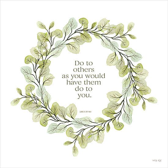 Cindy Jacobs CIN4440 - CIN4440 - Do to Others Wreath - 12x12 watercolor vine wreath, light green leaves and branches, circular botanical border, white background, Golden Rule quote, Luke 6:31 NIV, Christian scripture wall art, inspirational typography, centered serif lettering, soft spring greenery, minimalist devotional decor, faith-based encouragement print from Penny Lane