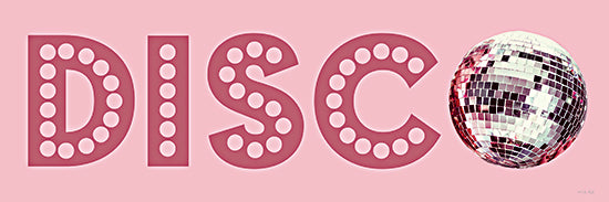 Cindy Jacobs CIN4482 - CIN4482 - Disco Sign - 36x12 disco typography, pink background, marquee lights letters, disco ball, retro party decor, fun word art, 70s vibe, celebration, pop art style, glam, humorous wall art from Penny Lane