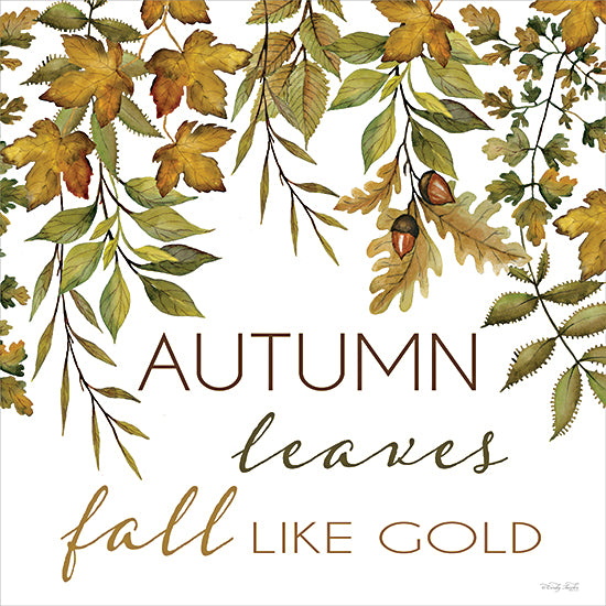 Cindy Jacobs CIN4747 - CIN4747 - Autumn Leaves - 12x12 Autumn leaves art, gold and green foliage, fall typography, watercolor illustration, seasonal wall decor, rustic elegance from Penny Lane