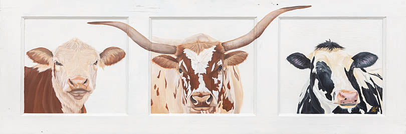 Diane Fifer DF177A - DF177A - Farm Friends - 36x12 Cows, Longhorn Cow, Black & White Cow, Farm Animals, Portraits, Borders from Penny Lane