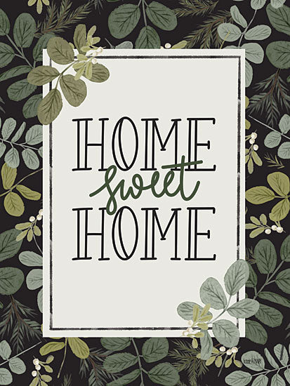 House Fenway FEN967 - FEN967 - Home Sweet Home - 12x16 home sweet home sign, inspirational typography, farmhouse style word art, greenery border, decorative text print from Penny Lane