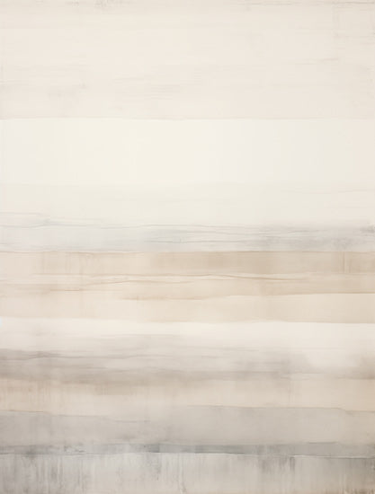 Heidi Kuntz HK365 - HK365 - Wavering Shadows   - 12x16 minimal abstract landscape, soft neutrals, beige cream taupe, horizontal bands, modern contemporary, calming minimalist art, subtle texture, serene horizon, neutral decor, coastal-inspired palette, airy light, painterly wash from Penny Lane