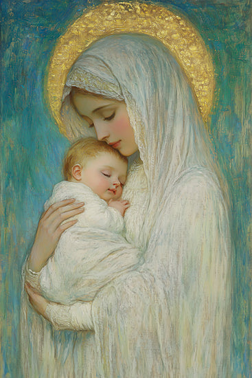 Heidi Kuntz HK522 - HK522 - Divine Love - 12x18 mother and baby, religious art, madonna and child, tenderness, halo, soft pastel painting, inspirational, maternal love from Penny Lane