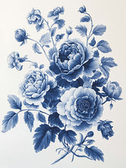 HK528 - Blue Porcelain Flowers 2 - 12x16