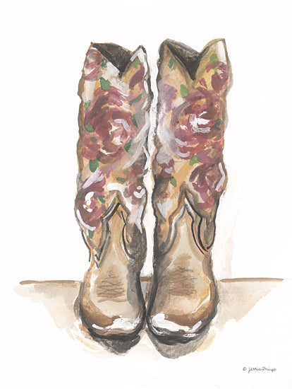 Jessica Mingo JM609 - JM609 - Floral Boots - 12x16 Western, Boots, Cowgirl Boots, Flowers, Pink Flowers from Penny Lane