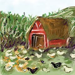 JM684 - Chickens by the Barn - 12x12