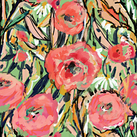 Jessica Mingo JM688 - JM688 - Fleeting Blooms - 12x12 pink abstract florals, modern flowers, expressive botanical from Penny Lane