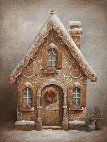 Jo Moulton JO177 - JO177 - Gingerbread Cottage - 12x16 Christmas, Holidays, Gingerbread, Gingerbread Cottage, Wreath, Christmas Decorations, Winter, Snow from Penny Lane