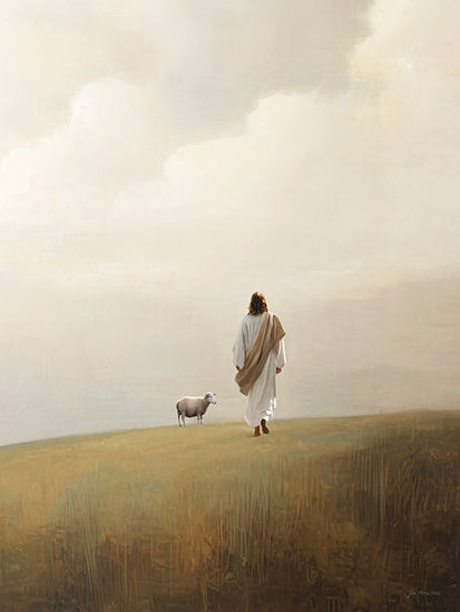 Jo Moulton JO320 - JO320 - Found - 12x16 Jesus with lamb, religious art, shepherd scene, Christian symbolism, spiritual painting, inspirational faith, countryside meadow from Penny Lane