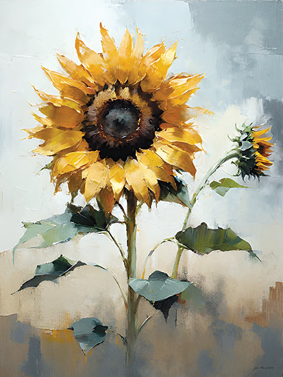 Jo Moulton JO353 - JO353 - A Glimpse of August - 12x16 botanical, landscape, floral, greenery, leaves, rural, sunflower, field, summer, painterly, contemporary, oil painting, yellow from Penny Lane