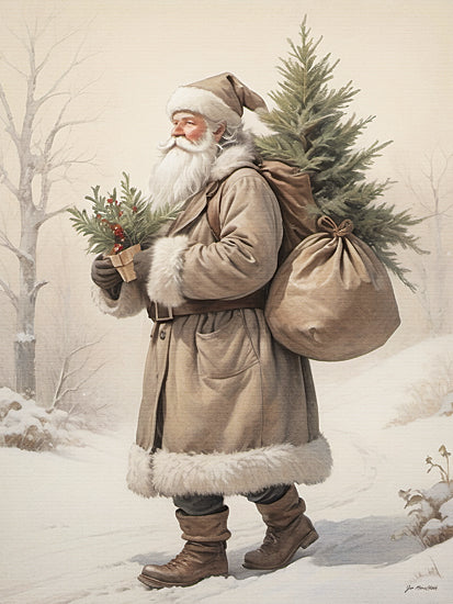 Jo Moulton JO367 - JO367 - Special Delivery - 12x16 vintage santa claus, winter forest scene, christmas tree, rustic holiday art, traditional santa painting, snow landscape from Penny Lane