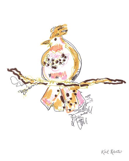 Kait Roberts KR934 - KR934 - Where You Land - 12x16 animals, birds, branch, perched, whimsical, painterly, mixed media, orange from Penny Lane