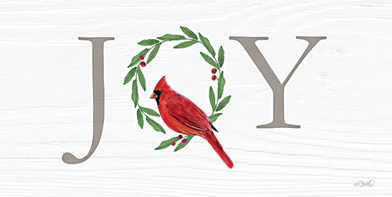 Kate Sherrill KS285 - KS285 - Joy Cardinal - 18x9 Christmas, Holidays, Cardinal, Wreath, Holly, Berries, Joy, Typography, Signs, Textual Art, Wood Planks from Penny Lane