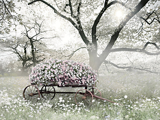 Lori Deiter LD4025 - LD4025 - Garden on Wheels - 16x12 botanical, landscape, floral, greenery, trees, country, wagon, meadow, sun rays, misty, petunias, whimsical, feminine, photography, pink from Penny Lane