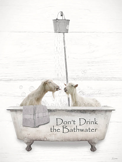 Lori Deiter LD4090 - LD4090 - Don't Drink the Bathwater - 12x16 goats in bathtub, funny animals, farm humor, bath time, whimsical art, goat decor, country farmhouse art, Lori Deiter photography style from Penny Lane
