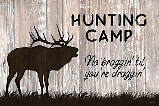 Lori Deiter LD4098 - LD4098 - Hunting Camp - 18x12 elk silhouette, hunting camp sign, masculine decor, rustic lodge art, woodland scene, Lori Deiter painting, country life from Penny Lane