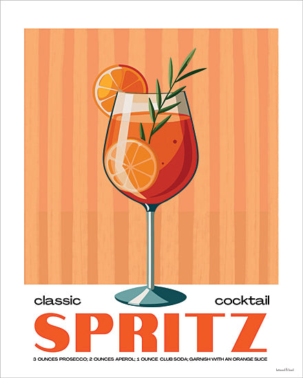 lettered & lined LET1403 - LET1403 - Spritz - 12x16 Aperol spritz cocktail, modern poster, orange drink, bar decor, typography art, beverage illustration, lettered & lined from Penny Lane