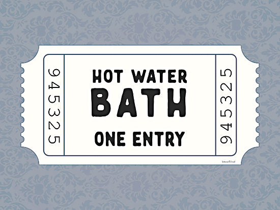 lettered & lined LET1436 - LET1436 - Hot Water Bath Ticket - 16x12 hot water bath ticket, minimalist print, typography art, bathroom wall decor, vintage ticket style, word art print, cozy bath humor, spa room decor, simple text art from Penny Lane