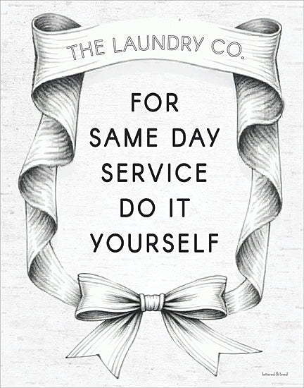 lettered & lined LET1448 - LET1448 - The Laundry Co. - Bow Series - 12x16 laundry co sign, same day service humor, farmhouse laundry room decor, typography wall art, vintage ribbon frame, funny quote print, self-service laundry art from Penny Lane