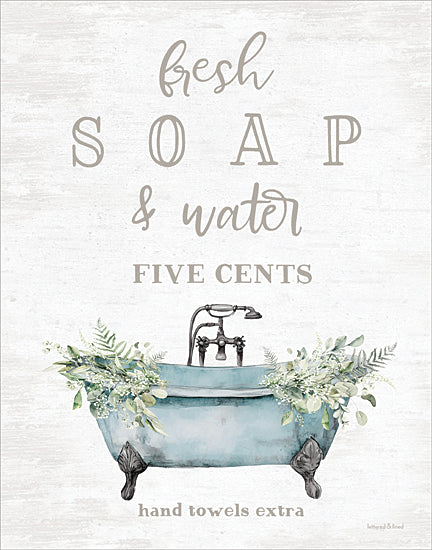 lettered & lined LET1488 - LET1488 - Fresh Soap - 12x16 home spaces, botanical, typography, bath, greenery, leaves, signs, word art, bathtub, farmhouse, rustic, text, script, fern, eucalyptus, modern farmhouse, vintage, digital illustration, neutral from Penny Lane