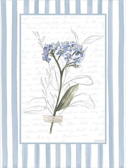 lettered & lined LET1492 - LET1492 - Sprig of Forget-Me-Nots - 12x16 botanical, backgrounds & patterns, floral, leaves, forget-me-not, script, tape, feminine, decorative, digital illustration, blue from Penny Lane