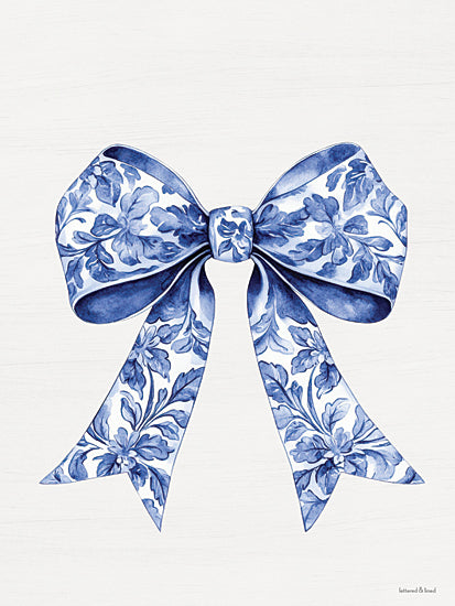 lettered & lined LET1532 - LET1532 - Toile Bow 2 - 12x16 botanical, backgrounds & patterns, symbols & icons, holidays & seasonal, floral, bow, chinoiserie, decoration, gift, ribbon, decorative, vintage, watercolor, blue from Penny Lane