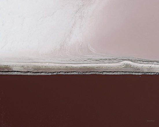 lettered & lined LET1600 - LET1600 - Divided Hues - 16x12 coastal abstract, shoreline aerial view, burgundy water, salt flats, minimalist landscape, modern coastal art, layered textures, soft pastel sky, serene horizon, contemporary decor from Penny Lane